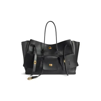 Balenciaga Smooth Cow Leather Tote Bag Shopping Bag Handbag Extra Large Women's Black