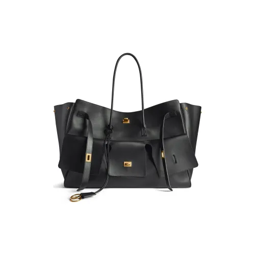 Balenciaga Smooth Cow Leather Tote Bag Shopping Bag Handbag Extra Large Women's Black