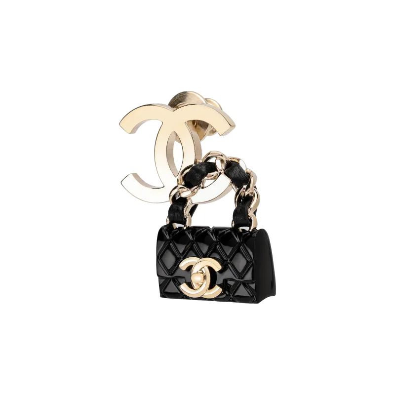 CHANEL Brooch Women's Gold/Black-2
