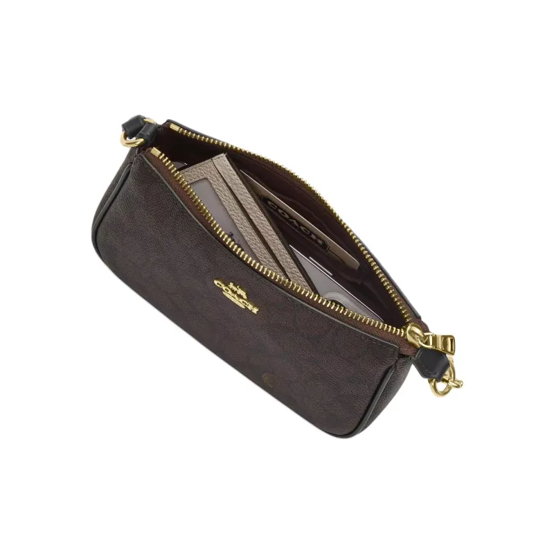 COACH Nolita Coated Canvas Handbag Shoulder Bag Women's Gold & Walnut & Black-3