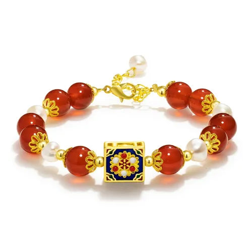 Jodie&Kevin Agate Pearls Bracelets Women's Red
