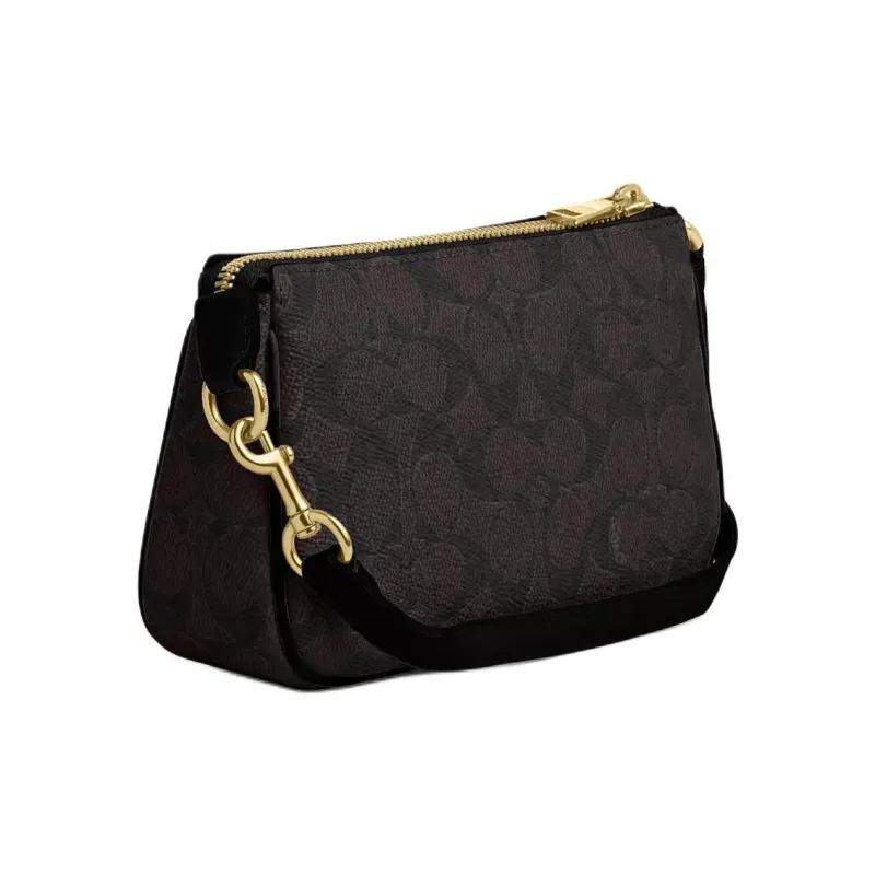 COACH Nolita Coated Canvas Handbag Shoulder Bag Women's Gold & Walnut & Black-1