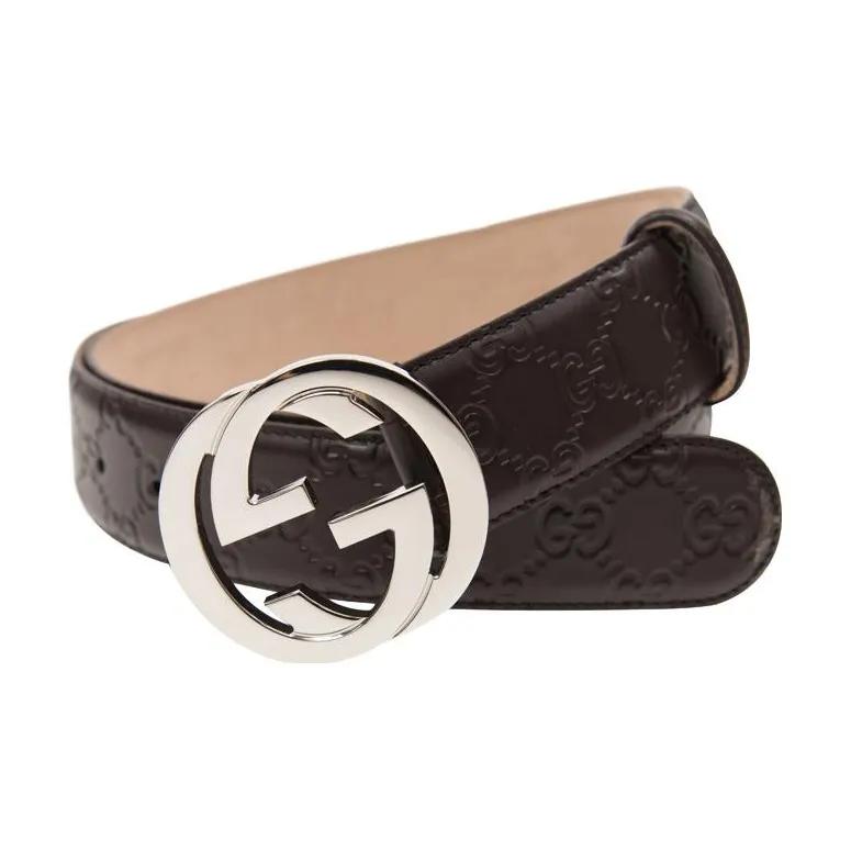 GUCCI Double G Classic Smooth Buckle Belt Men's Brown Width  4cm-2