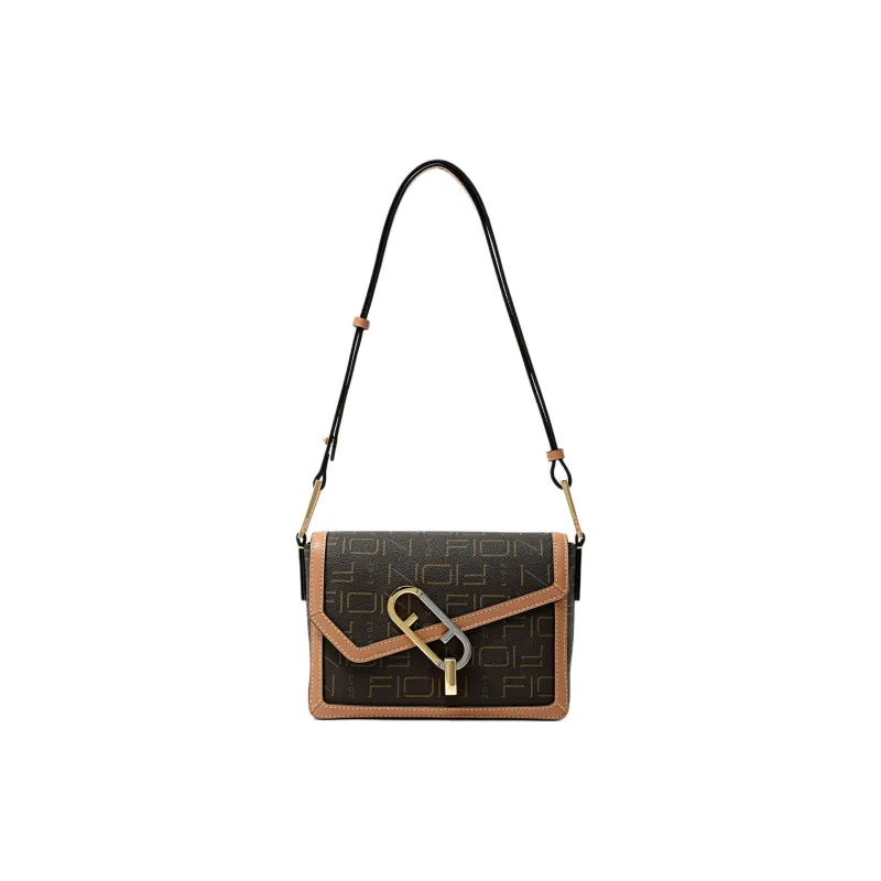 FION Canvas Coating/Metal Parts Shoulder Bag Women's Multicolor-5
