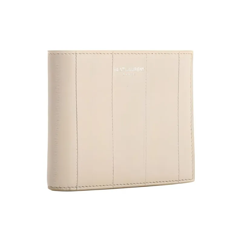 SAINT LAURENT Sheepskin Wallet Men's Beige-1