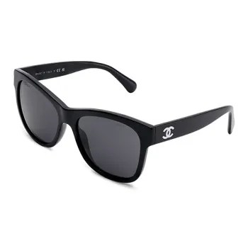 CHANEL Plate Frame Butterfly Sunglasses Unisex Black