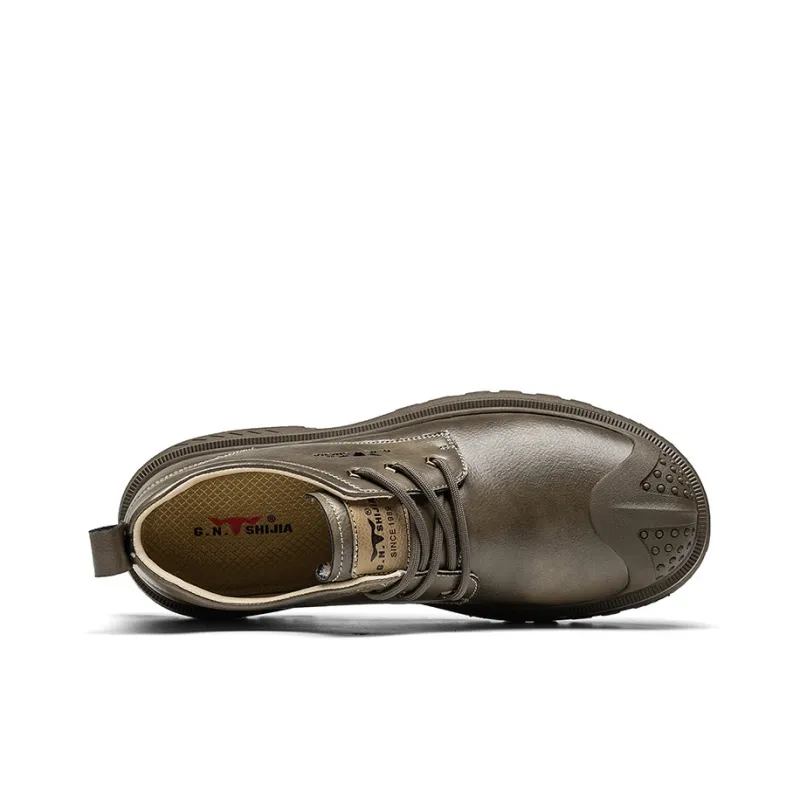 G.N.SHIJIA Men's Casual Shoes Men Low Top Khaki/Red Brown-4
