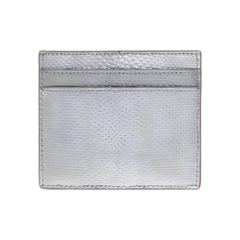 SAINT LAURENT Calfskin Card Holder Men's Silver-0