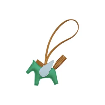 HERMES Rodeo Pegase Cow Leather Pendants Unisex Green/Sesame/Haze Blue, Little Flying Horse