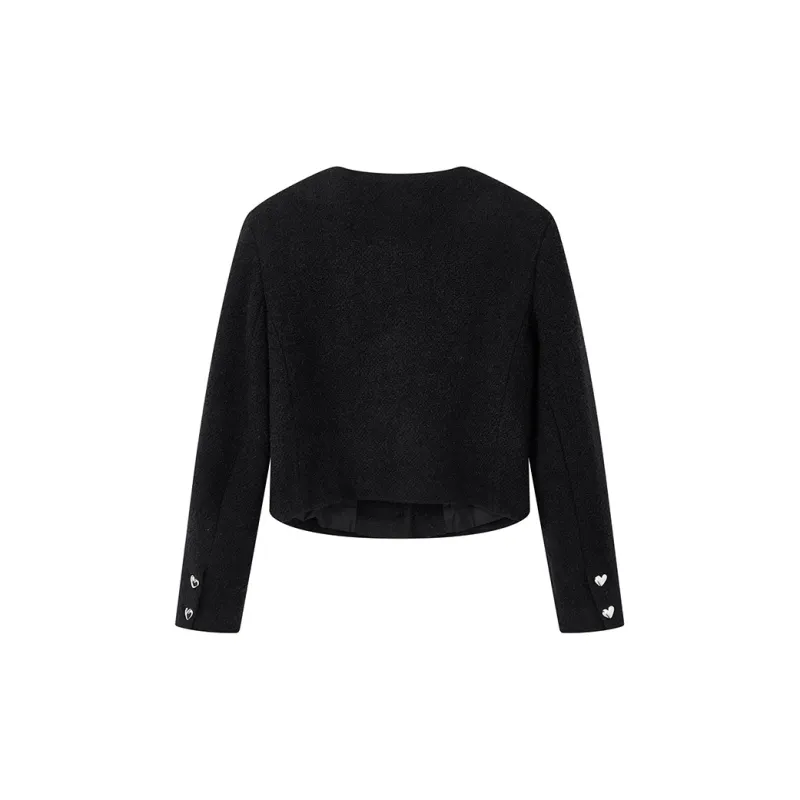 Yu Qianwen Cropped Coats Women's Black-1
