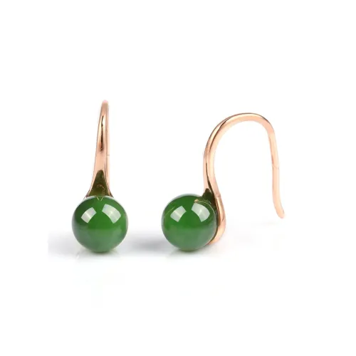 Yi Zhen Ge Hetian Jade 925 Silver Earrings Women's