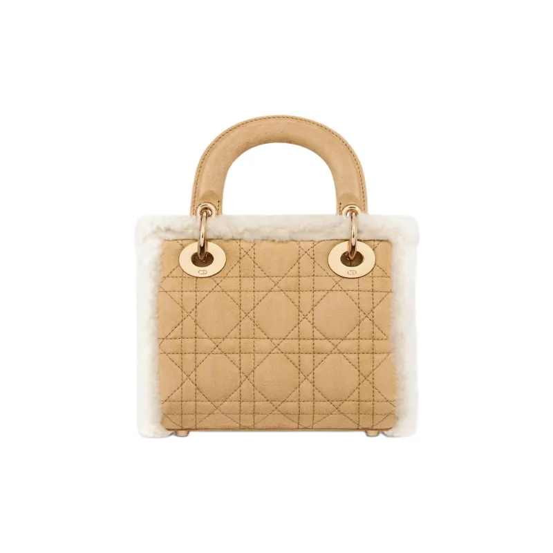 DIOR Lady Dior Suede Cow Leather Shearling Lady Dior Bag, Shoulder Bag, Crossbody Bag, Handbag Mini Women's Beige-0