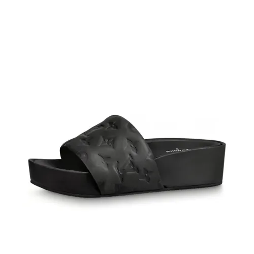 LOUIS VUITTON Jumbo Flatform Slide Slippers Women's Black