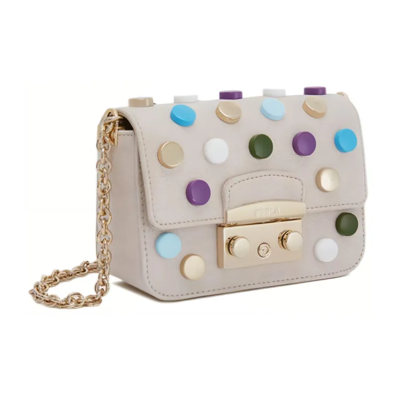 Furla Metropolis Collection Suede Shoulder Bag Crossbody Bag Mini Women's Gray-1