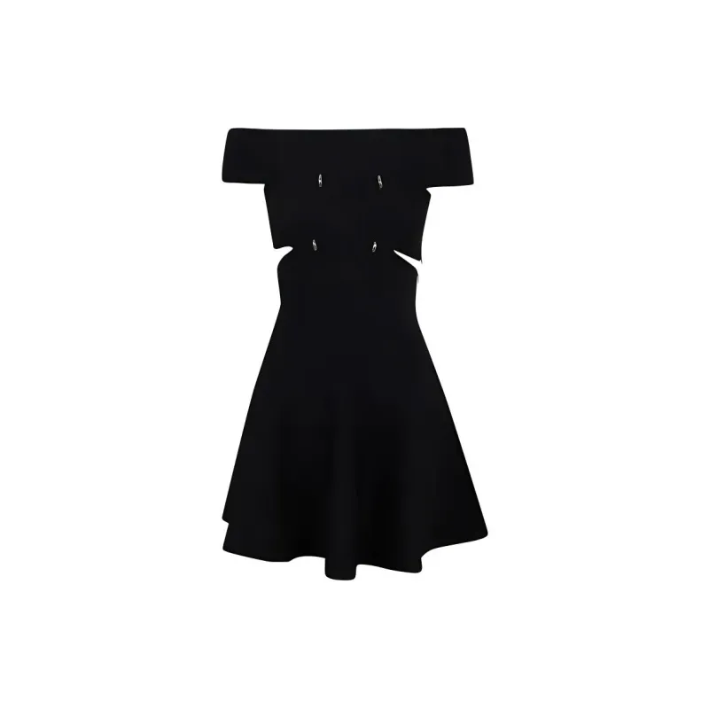 Alexander McQueen Off Shoulder Flared Dress-1