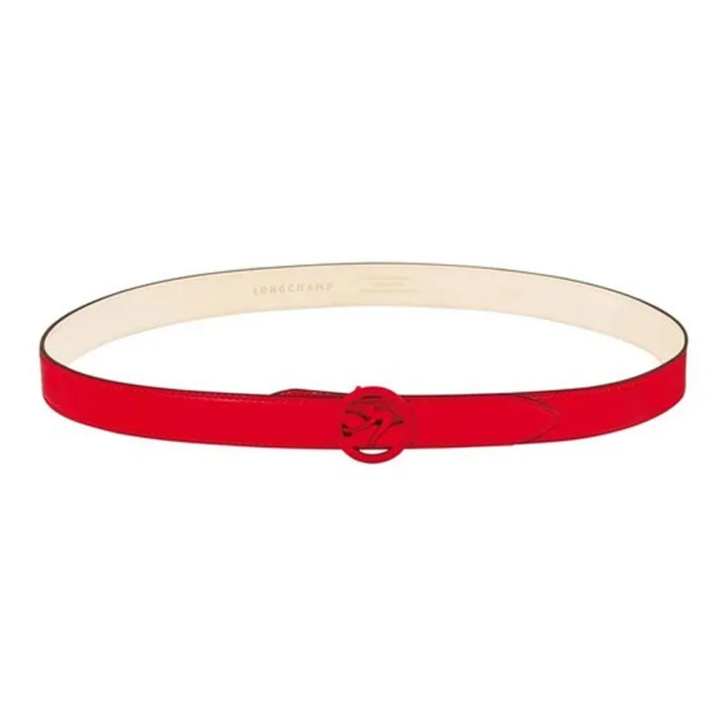 LONGCHAMP Minimalist Style Fashion Comfortable And Trendy Smooth Buckle Belt Women's Red-0
