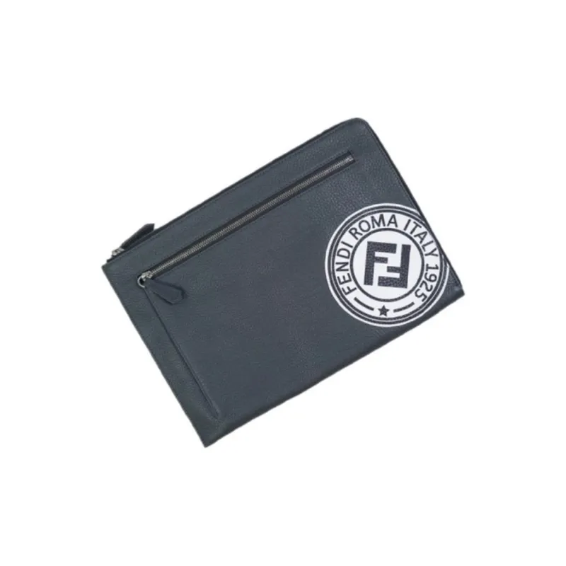 FENDI Calfskin Clutch Men's Blue-2