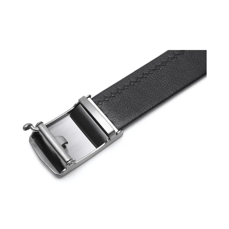 ELLE HOMME Automatic Buckle Belt Wallet Two Piece Set Box Cow Leather Men's Black Width 3.7cm-4