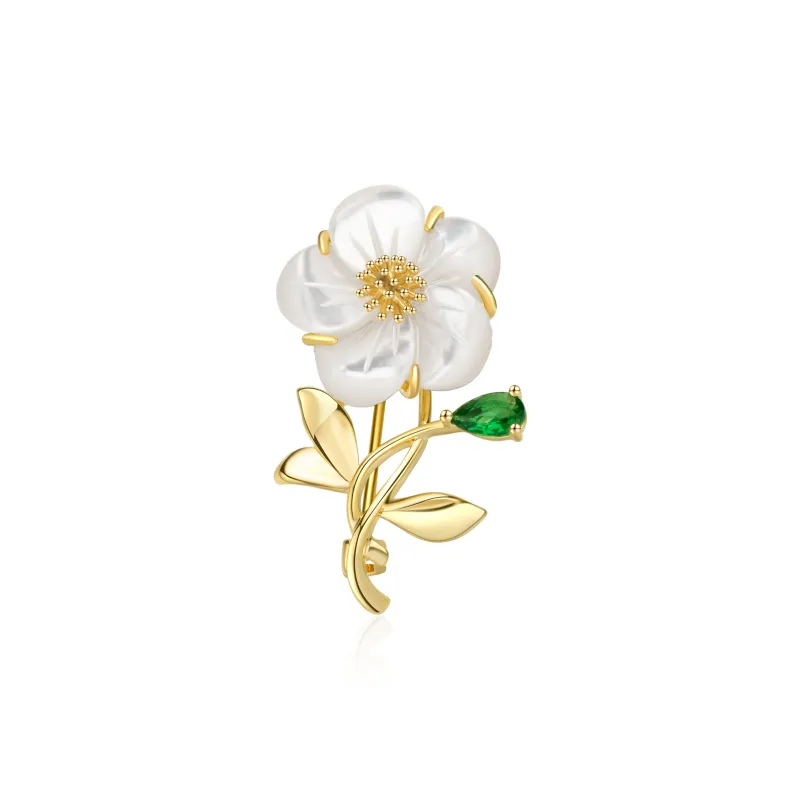 Huaying White Mother Of Pearl Brooches Women's-0