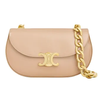 CELINE Besace Lacquered Finish Cow Leather Shoulder Bag, Crossbody Bag Women's Oat Beige