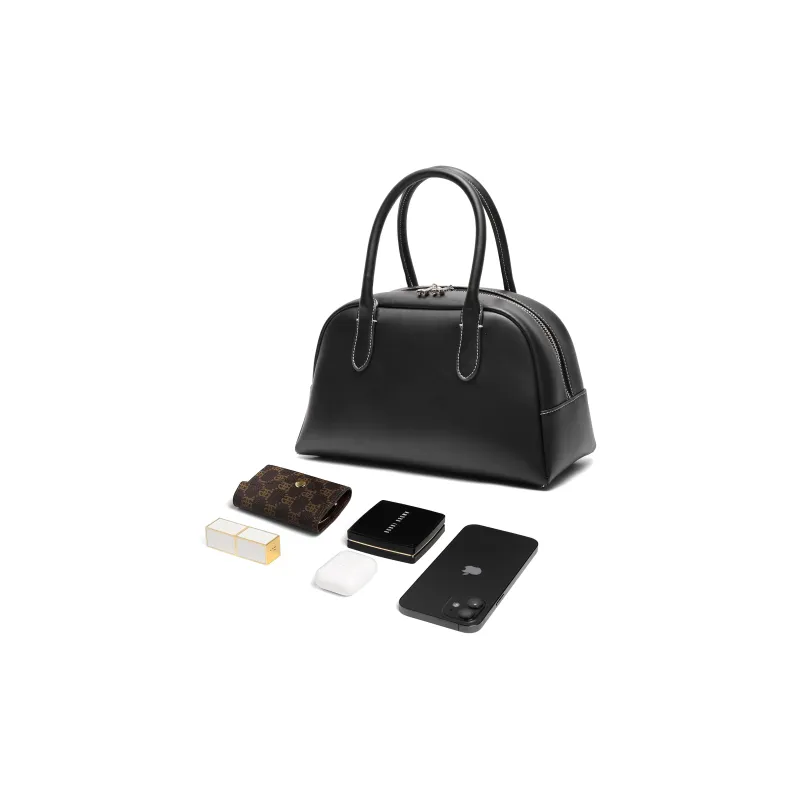 BELLE Cow Split Leather With Artificial Leather Handbag Regular Women's Coffee/Black-10