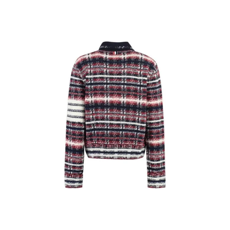 THOM BROWNE Check-Printed 4-Bar Buttoned Jacket-1