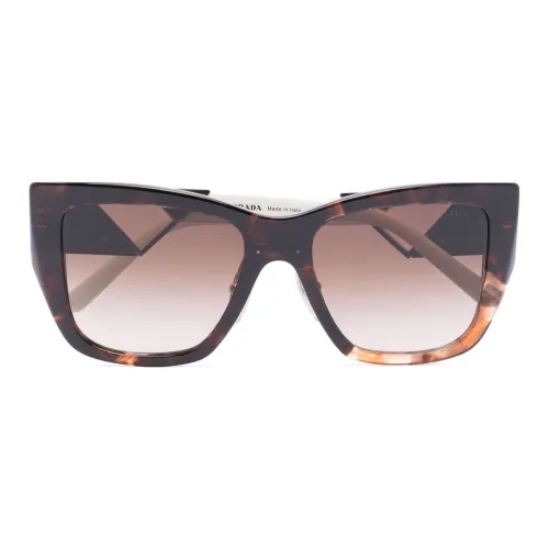 PRADA Plate Frame Irregular Shape Sunglasses Women's Tortoiseshell