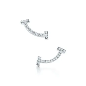TIFFANY & CO. 18K White Gold Stud Earrings Women's