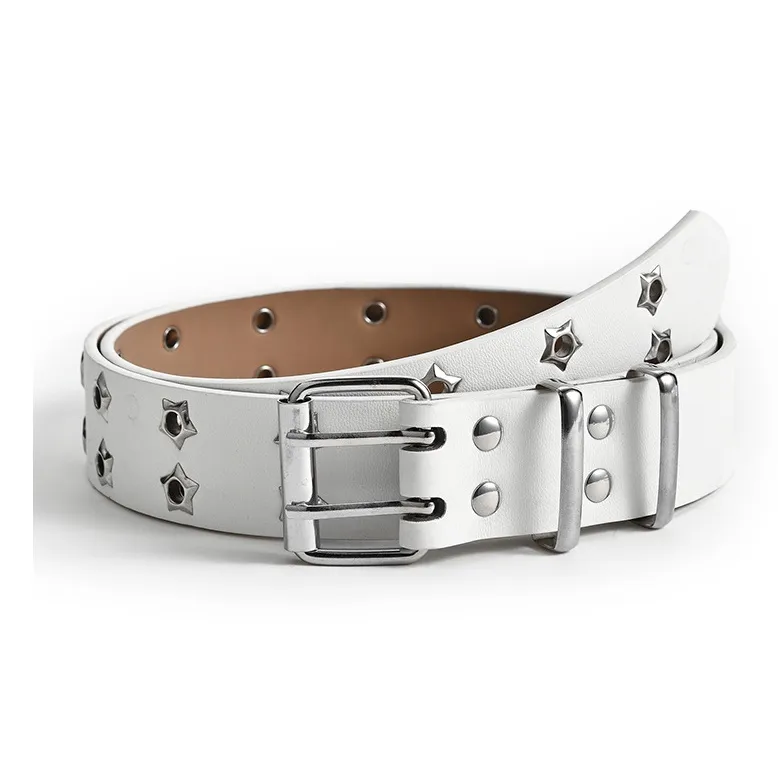FUO Space Punk Casual Minimalist Style Delicate Fashion Versatile Cut Out Design Leather Belts Unisex Width 3.3cm-1