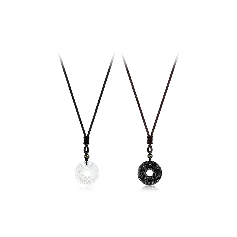 Jingleo Obsidian Jade Necklaces Unisex-2