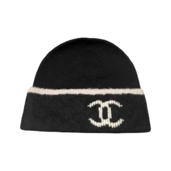 CHANEL Wool Beanies Unisex Black