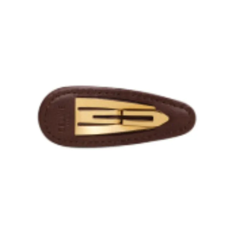 CELINE Cow Leather, Brass, Stainless Steel Hair Clips Women's Gold/Chestnut-1