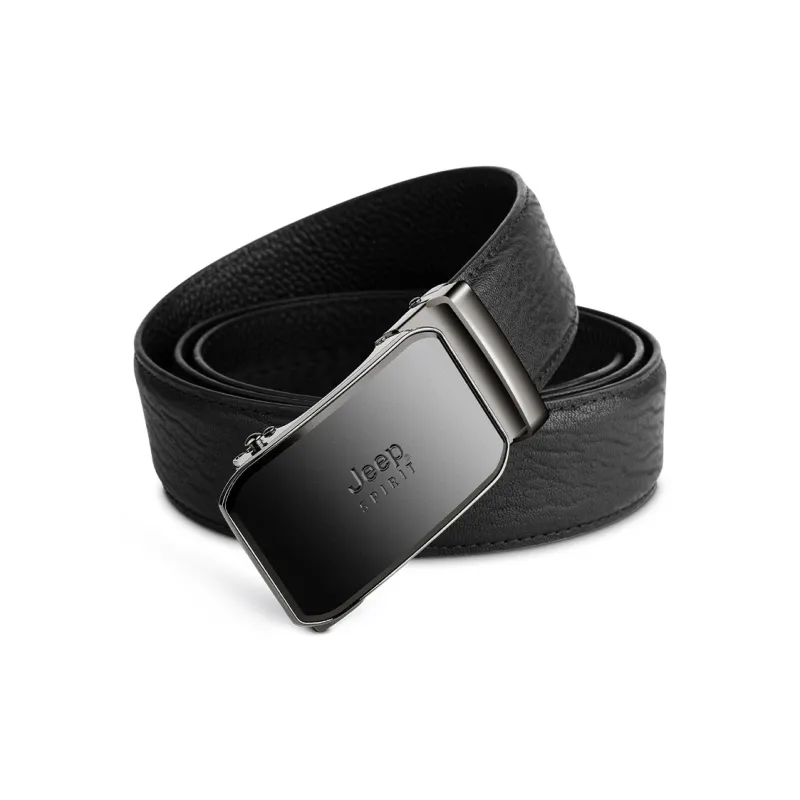 JEEP SPIRIT Business Pure Top Grain Cow Leather Youth Automatic Buckle Leather Belts Men's Width 3.4cm-2