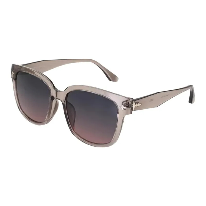JINS TR/Memory Plastic Square Sunglasses Unisex Light Tea Brown-0
