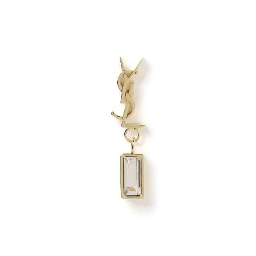 SAINT LAURENT Engraved-logo Crystal-embellished Earring