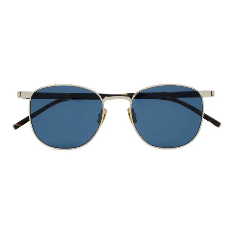 SAINT LAURENT Acetate Metal Nylon Rectangular Sunglasses Men's Silver-1