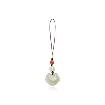 Fuxin Hetian Jade Keychains Unisex Pale Greenish-White Jade