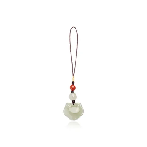 Fuxin Hetian Jade Keychains Unisex Pale Greenish White Jade