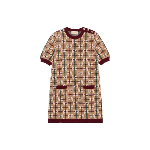 GUCCI Short-Sleeved Dresses Women's Brown