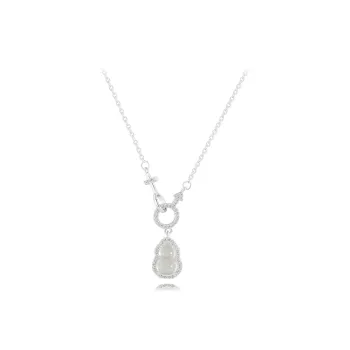 Muyan Colored Glaze Interlocking Circle Fortune And Luck Jade Necklace Women's