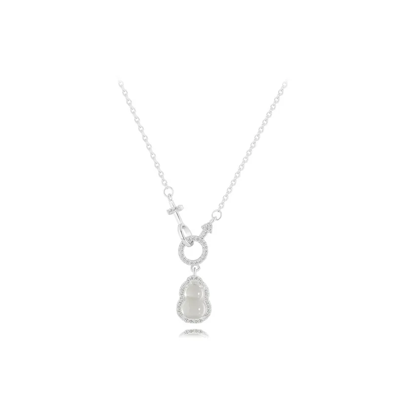Muyan Colored Glaze Interlocking Circle Fortune And Luck Jade Necklace Women's-0