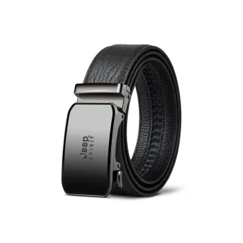 JEEP SPIRIT Business Pure Top Grain Cow Leather Youth Automatic Buckle Leather Belts Men's Width 3.4cm