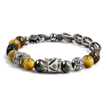 Cuud Tiger's Eye Stone Jade Bracelets Men's