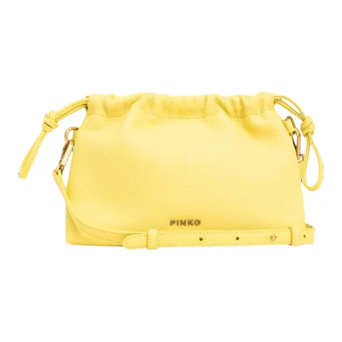 PINKO Soft Leather Shoulder Bag, Crossbody Bag Small Size Women's Yellow
