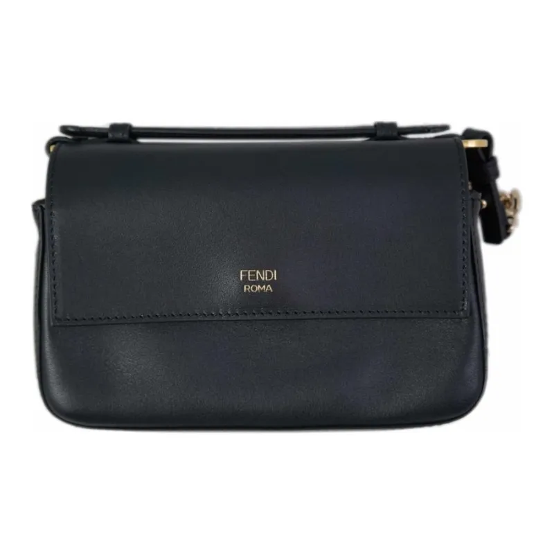 FENDI Leather With Velvet Crossbody Bag Shoulder Bag Extra Mini Women's Black-2