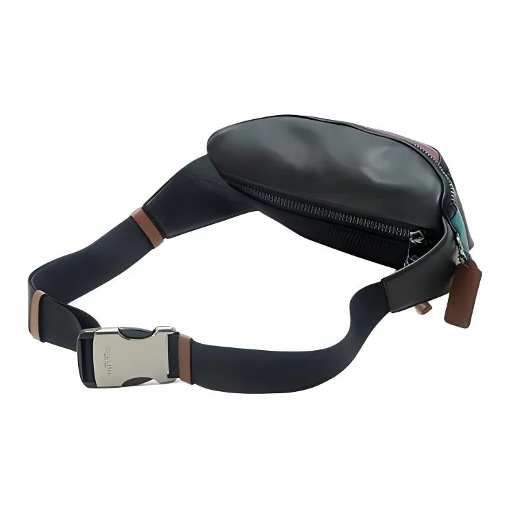 COACH Terrain Calfskin With Canvas Sling Bag, Fanny Pack Tubas Men's Blue & Purple-3