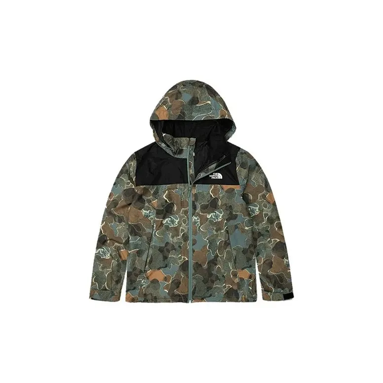 THE NORTH FACE Waterproof And Windproof Windbreaker Jacket Men's Green+Shopping Bag-3