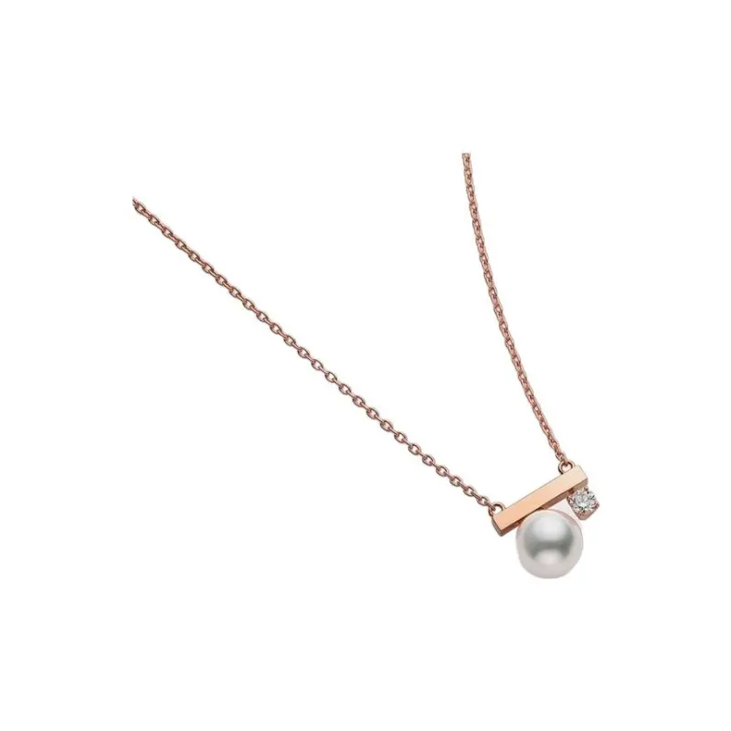 TASAKI 18kt Rose Gold Collection Line Petit Balance Class Akoya Pearl And Diamond Pendant-1