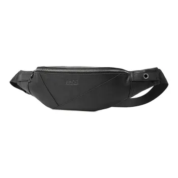FAIRWHALE Cow Leather Fanny Pack Sling Bags Regular Men's Black