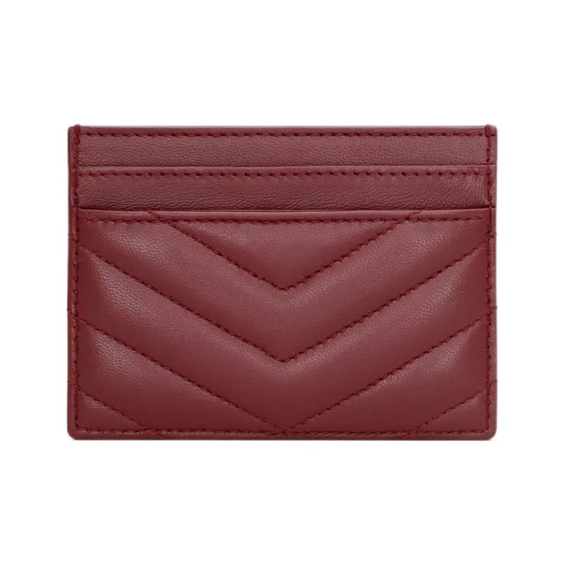 SAINT LAURENT CASSANDRE Calfskin Card Holder Women's Merlot Red-1